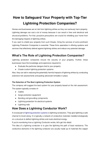 How to Safeguard Your Property with Top-tier Lightning Protection Companies