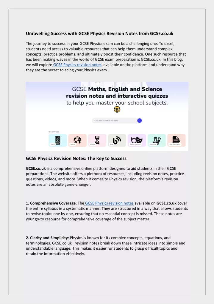 unravelling success with gcse physics revision