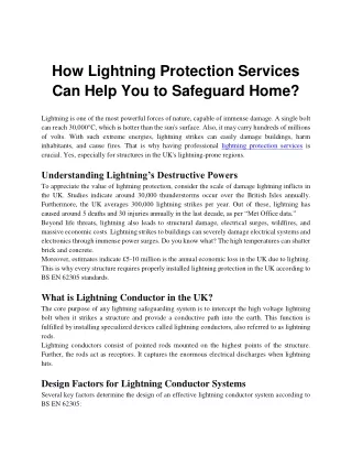 How Lightning Protection Services Can Help You to Safeguard Home