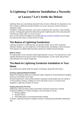 Is Lightning Conductor Installation a Necessity or Luxury_ Let's Settle the Debate