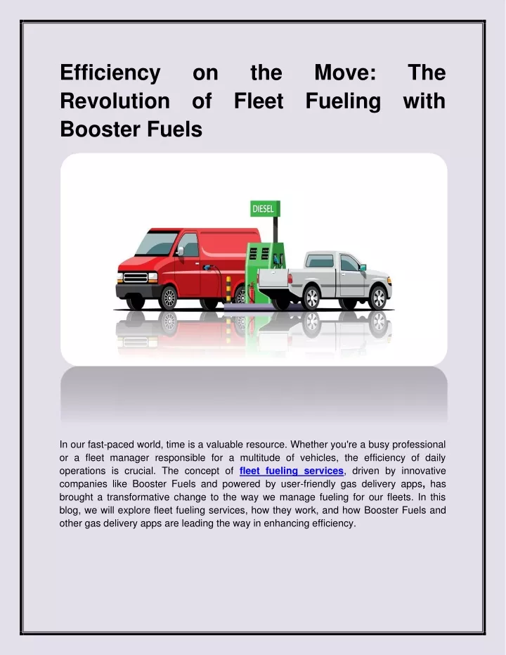 efficiency revolution of fleet fueling with