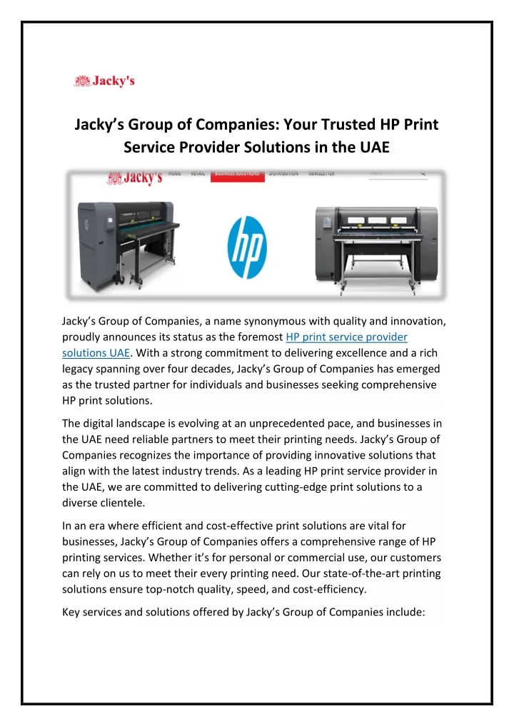 jacky s group of companies your trusted hp print