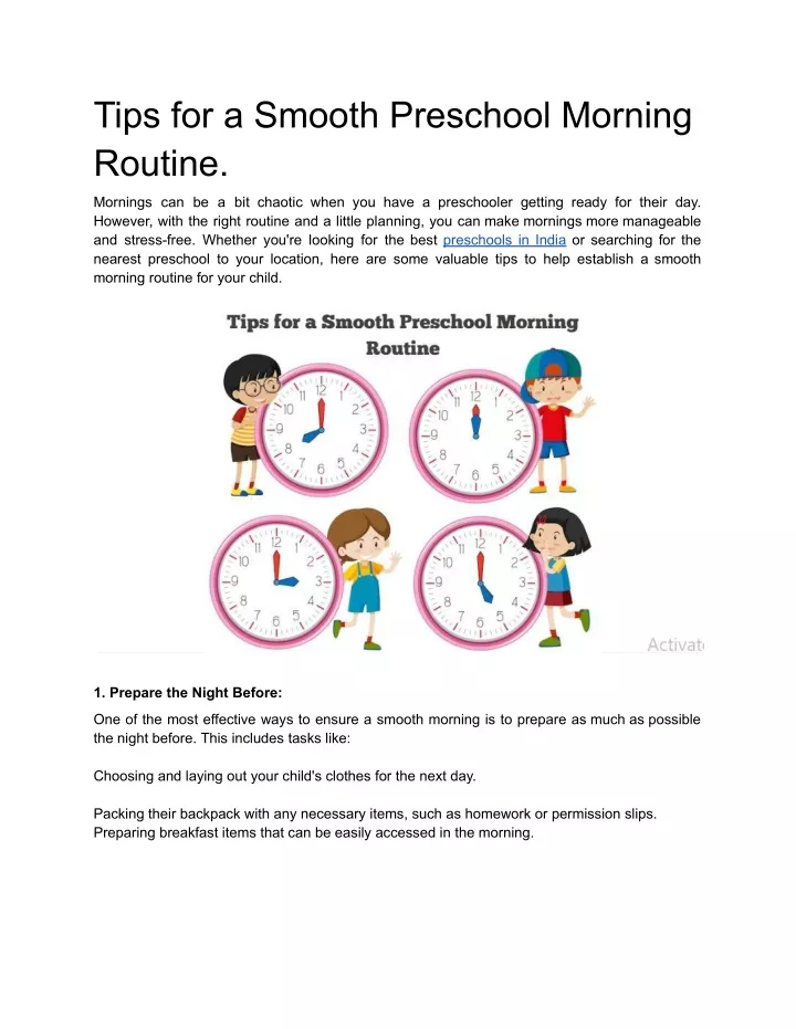 tips for a smooth preschool morning routine