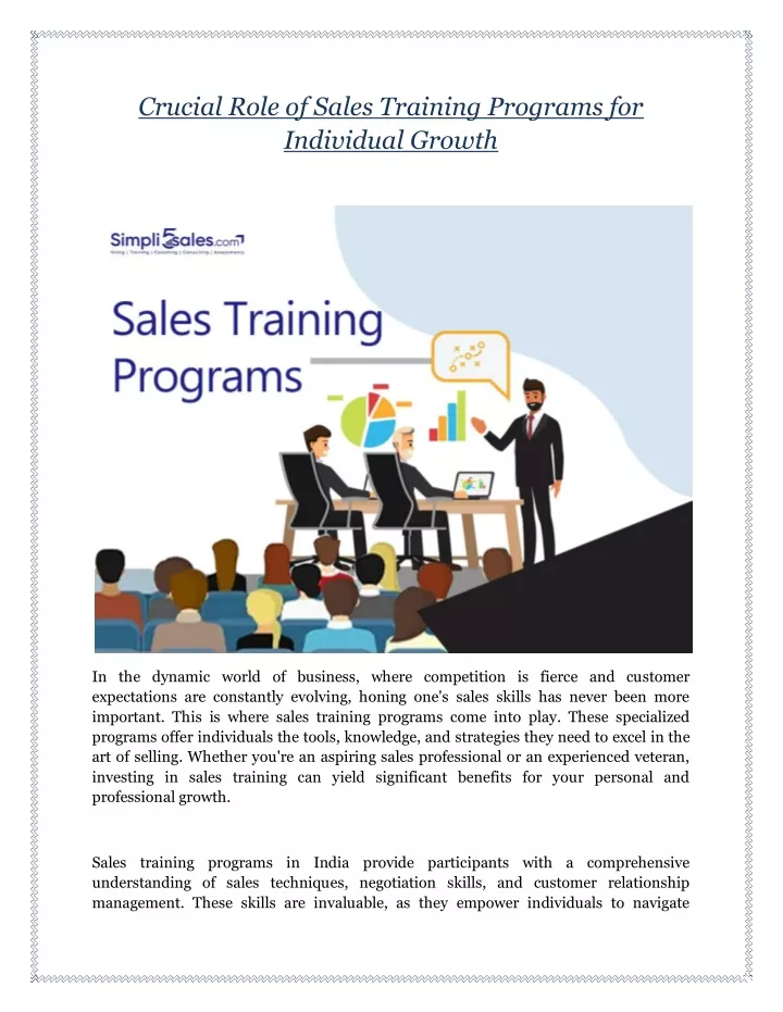 crucial role of sales training programs