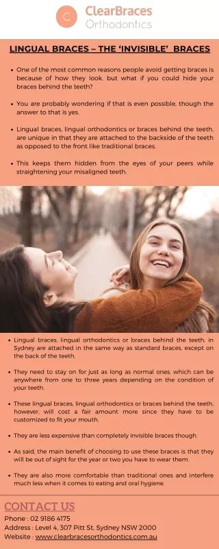 Discreet and Effective: Lingual Braces in Sydney with Clear Braces