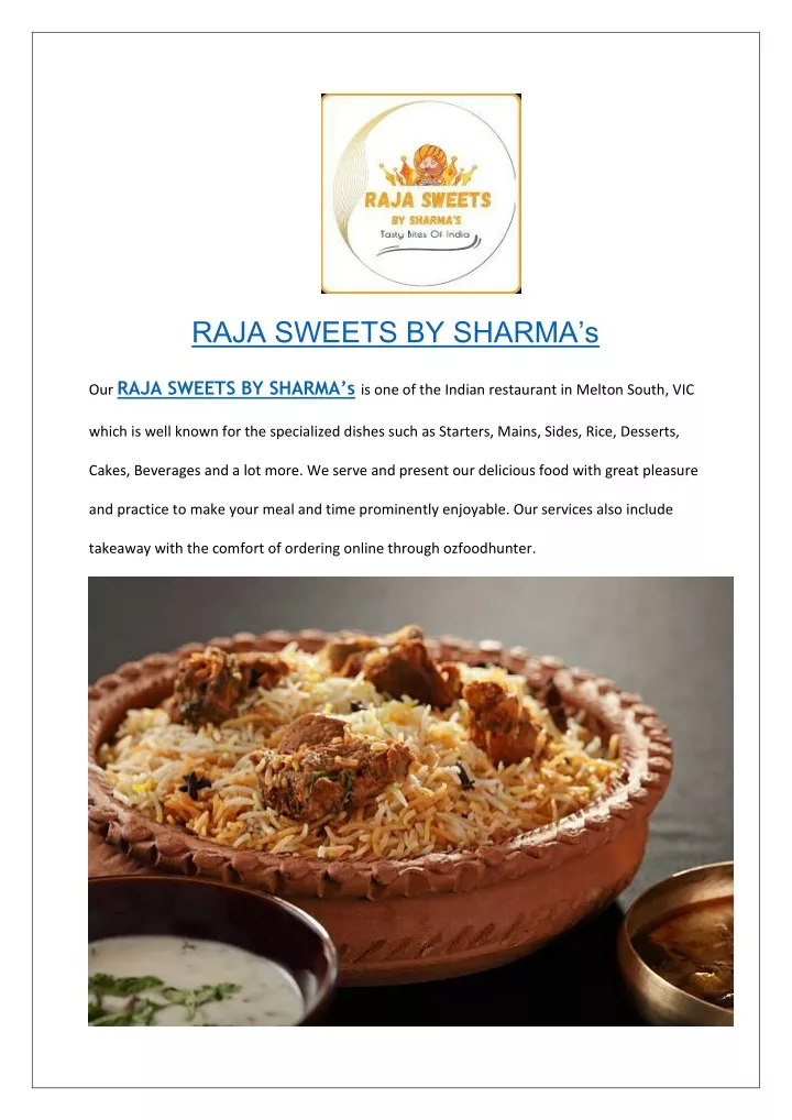 raja sweets by sharma s our raja sweets by sharma