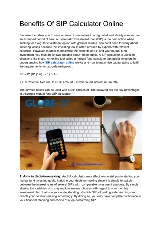 benefits of sip calculator online
