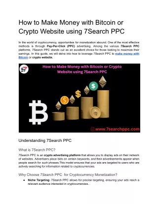 How to Make Money with Bitcoin or Crypto Website using 7Search PPC