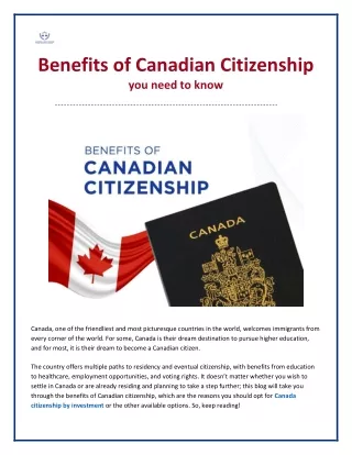 Benefits of Canadian Citizenship you need to know
