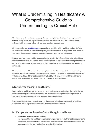 What is Credentialing in Healthcare_ A Comprehensive Guide to Understanding Its Crucial Role