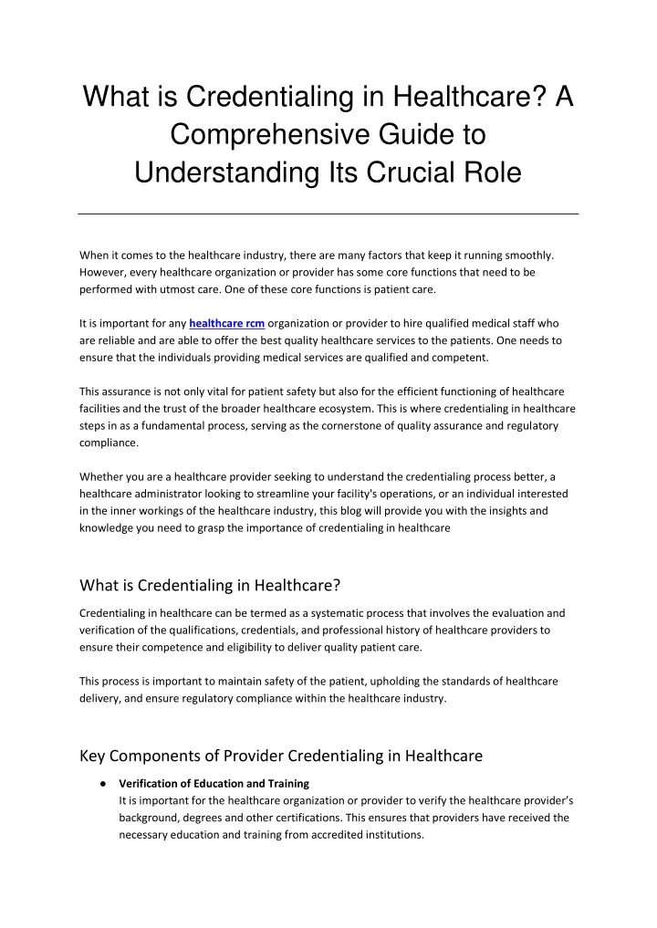 what is credentialing in healthcare