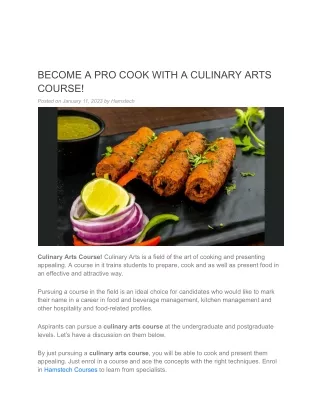 BECOME A PRO COOK WITH A CULINARY ARTS COURSE