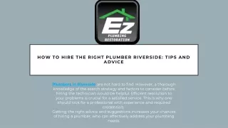 How to Hire the Right Plumber Riverside