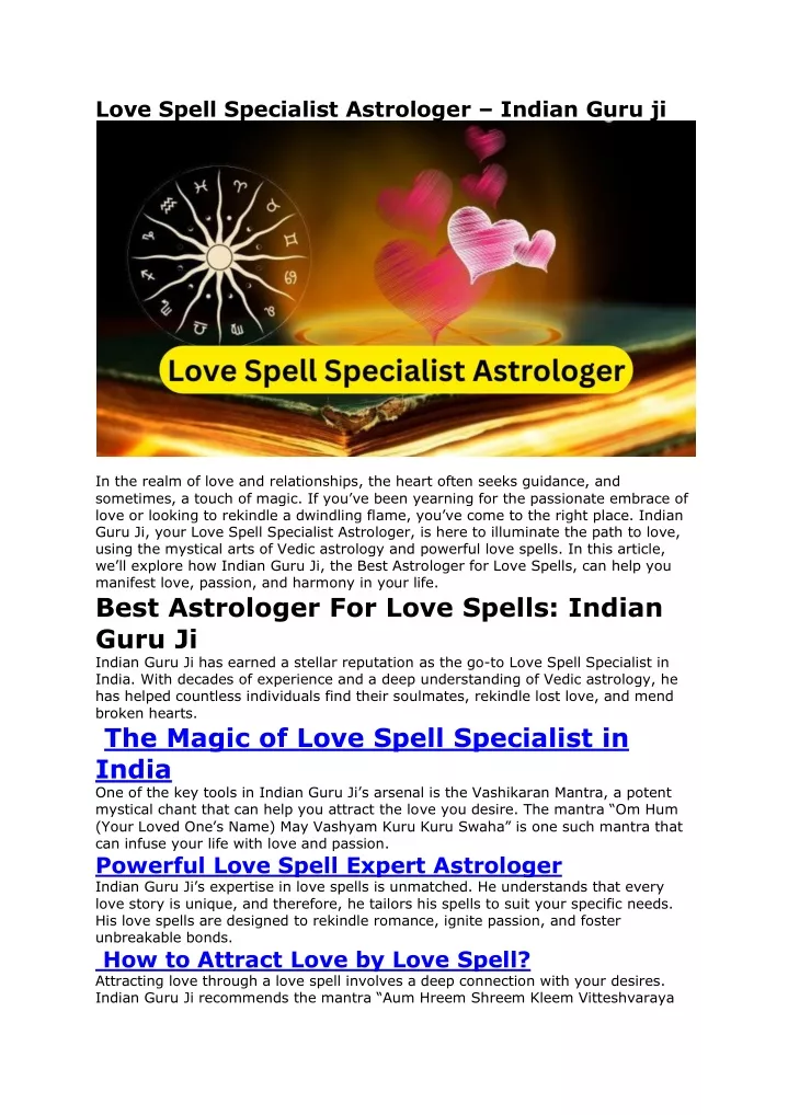 love spell specialist astrologer indian guru ji