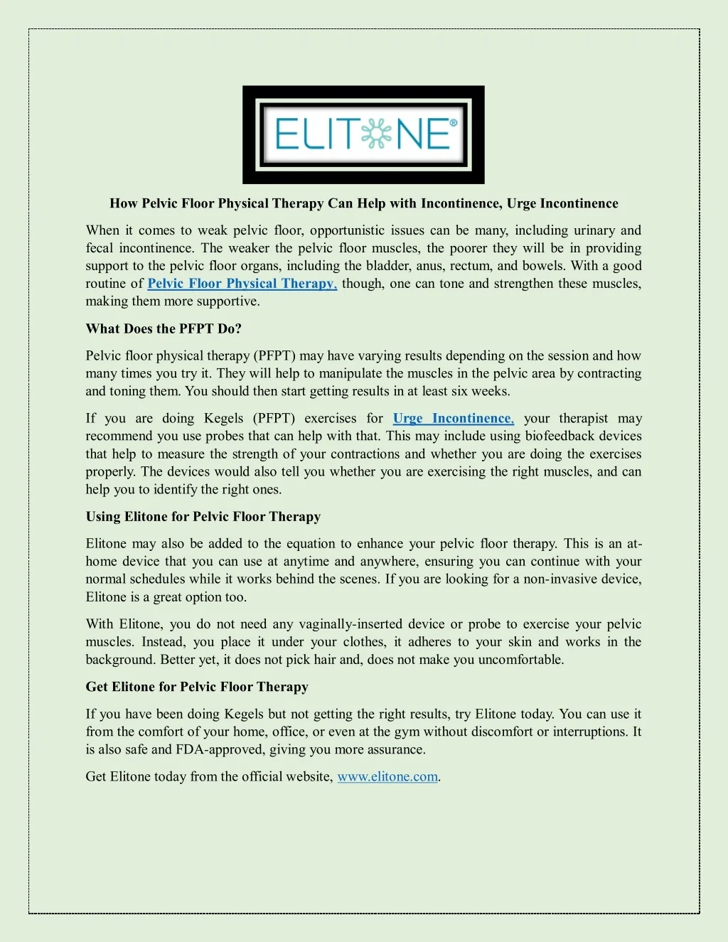 PPT - How Pelvic Floor Physical Therapy Can Help with Incontinence ...