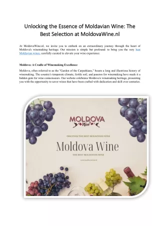 Discover the Best Moldavian Wine Selection