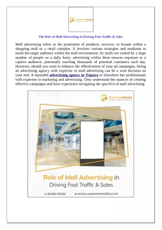 The Role of Mall Advertising in Driving Foot Traffic & Sales