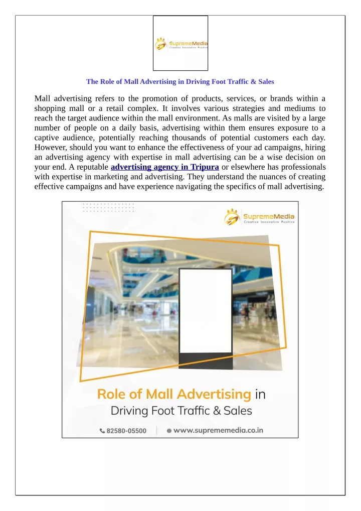 the role of mall advertising in driving foot