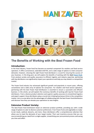 The Benefits of Working with the Best Frozen Food