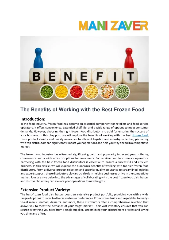 the benefits of working with the best frozen food