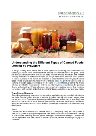 understanding the different types of canned foods