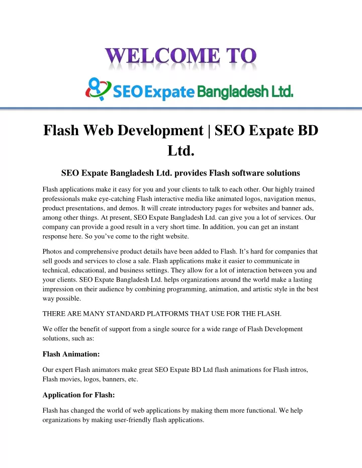 flash web development seo expate bd ltd