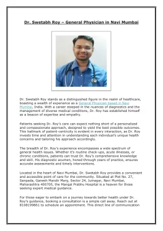 Dr. Swetabh Roy - General Physician in Navi Mumbai
