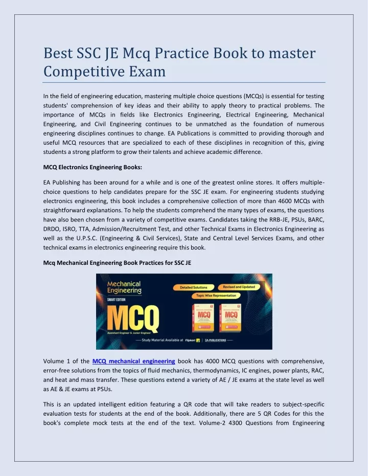 best ssc je mcq practice book to master