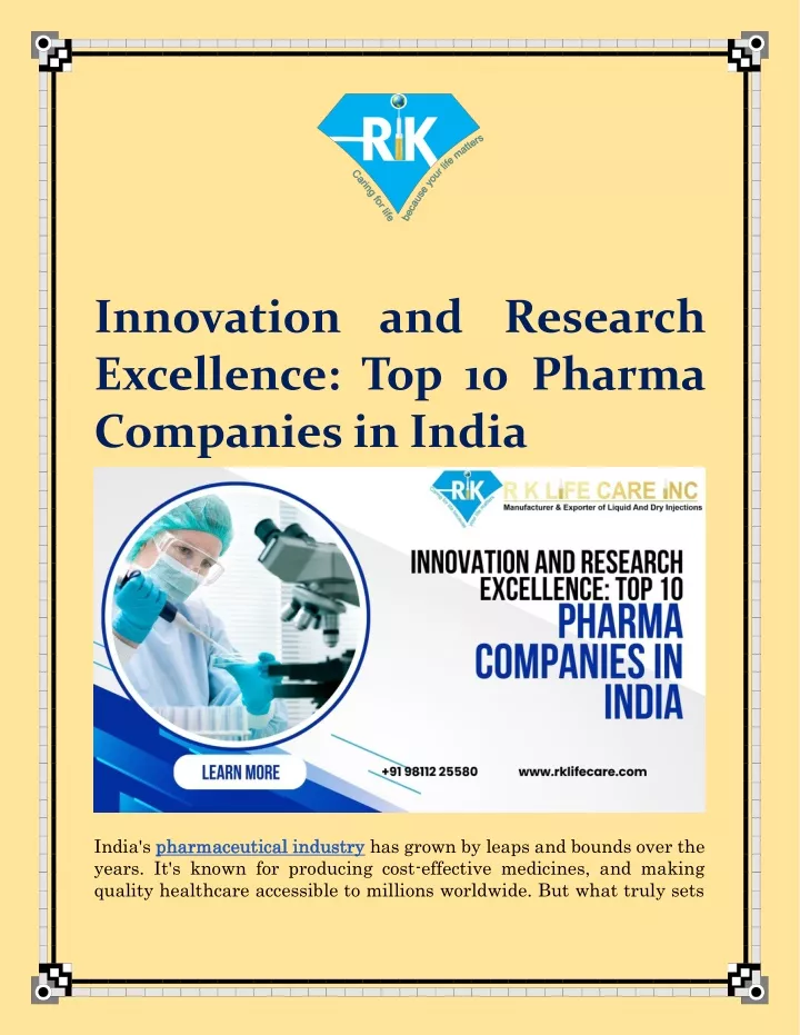 innovation and research excellence top 10 pharma