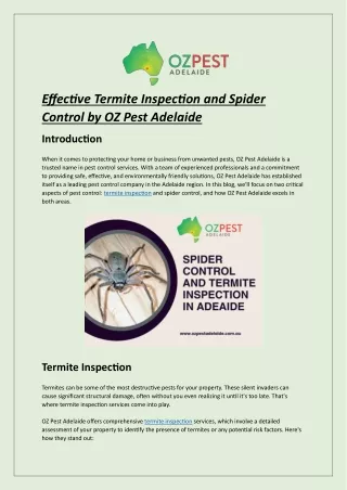 Termite inspection and Spider control