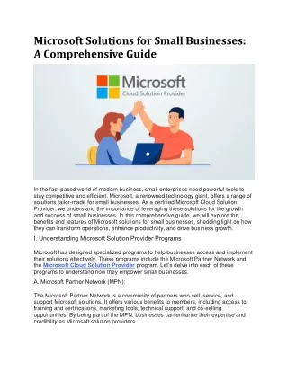 microsoft solutions for small businesses