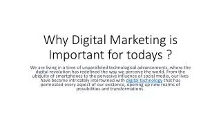 Why Digital Marketing is Important for todays