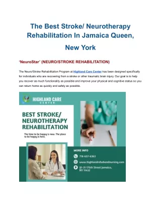 the best stroke neurotherapy rehabilitation