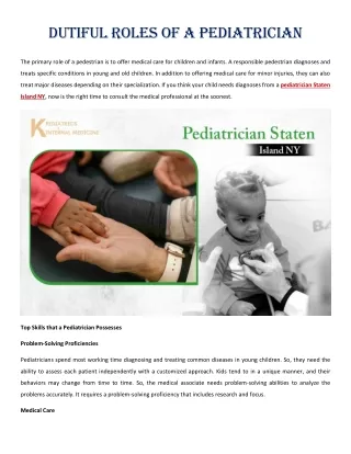 dutiful roles of a pediatrician