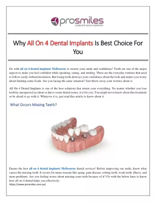 Why All On 4 Dental Implants Is Best Choice For You