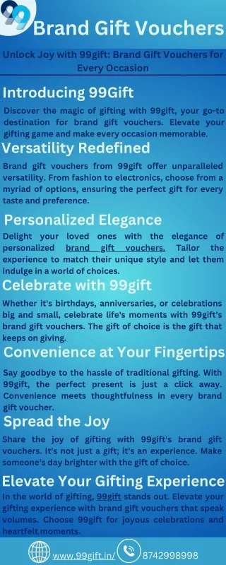 Unlock Joy with 99gift: Brand Gift Vouchers for Every Occasion