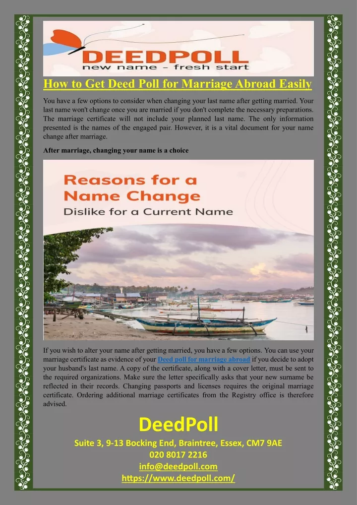 how to get deed poll for marriage abroad easily