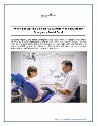 When Should You Visit an HCF Dentist in Melbourne for Emergency Dental Care?