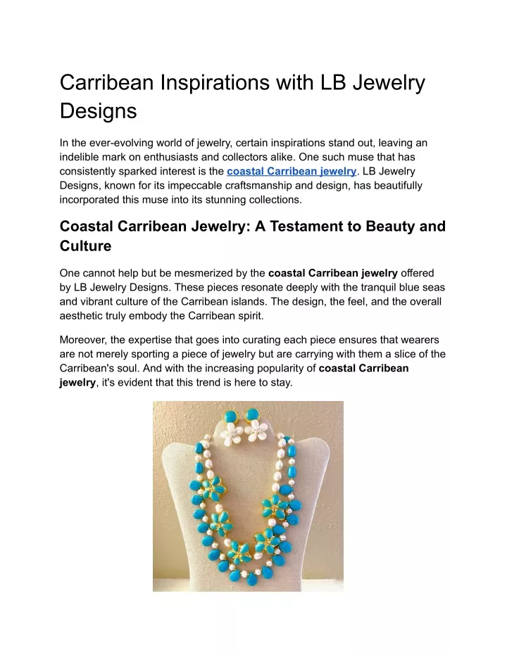 carribean inspirations with lb jewelry designs