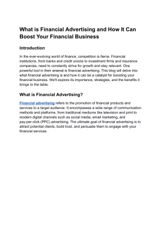 What is Financial Advertising and How It Can Boost Your Financial Business