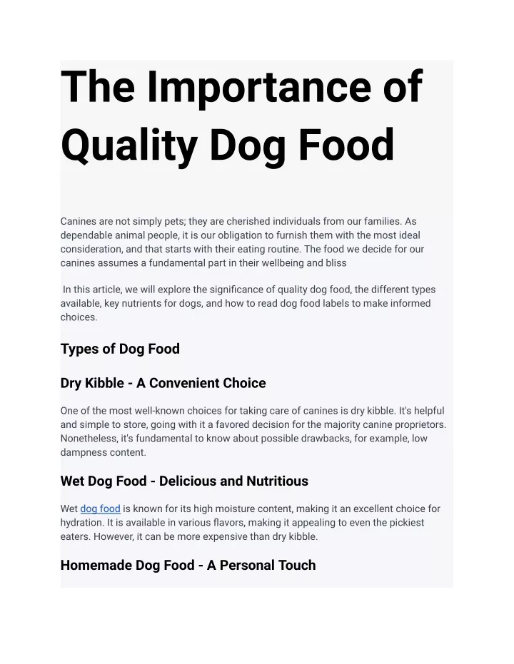 the importance of quality dog food
