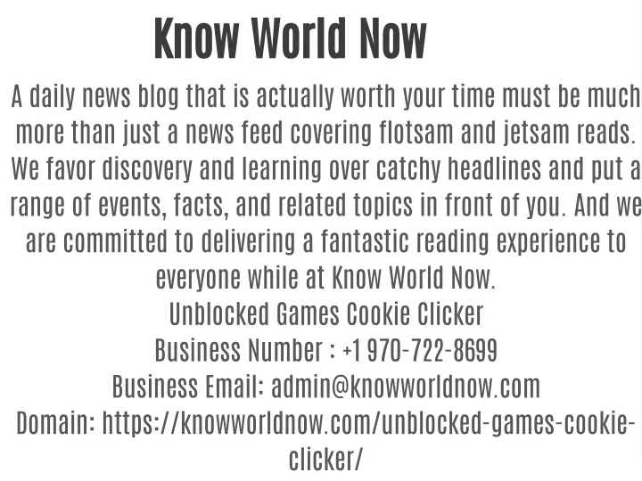know world now