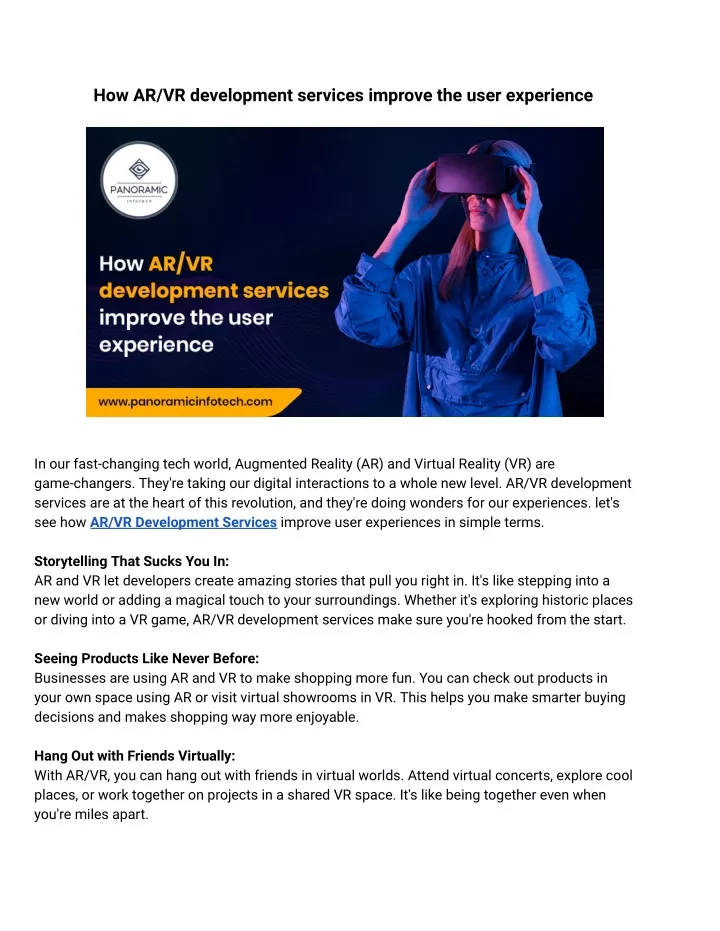 how ar vr development services improve the user