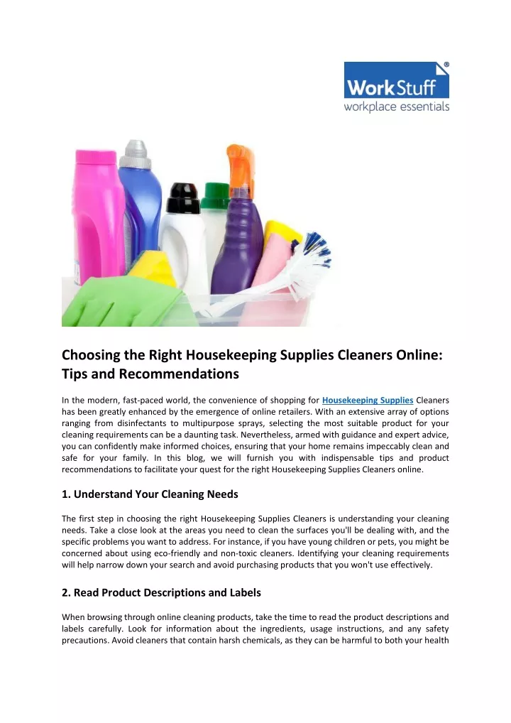 choosing the right housekeeping supplies cleaners