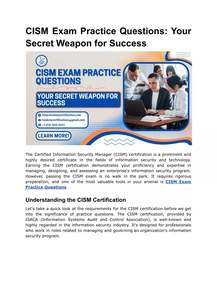 PPT - CISM Exam Practice Questions_ Your Secret Weapon For Success ...