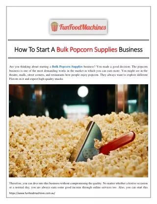 How To Start A Bulk Popcorn Supplies Business