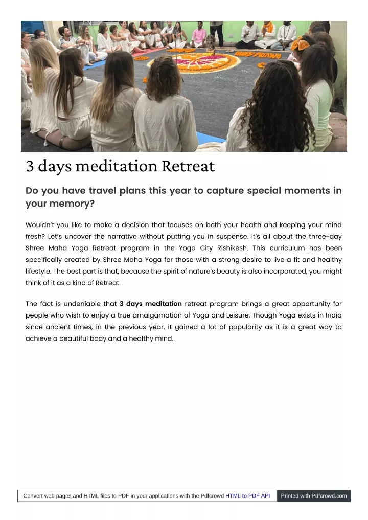 3 days meditation retreat