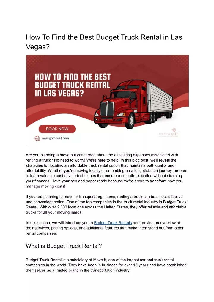 how to find the best budget truck rental