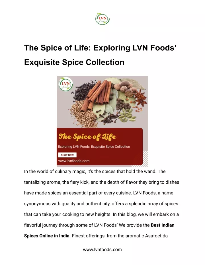 the spice of life exploring lvn foods