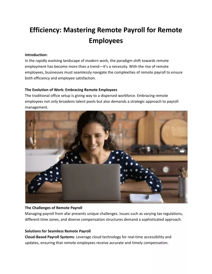 efficiency mastering remote payroll for remote